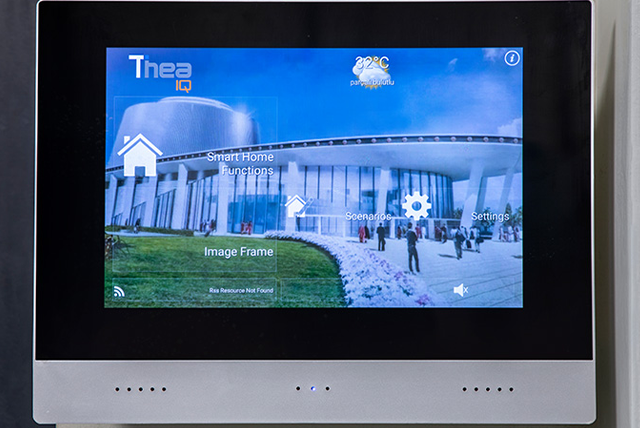 KNX lighting control with a 10-inch touchscreen enables scene-based operation that reduces energy use and carbon emissions.
